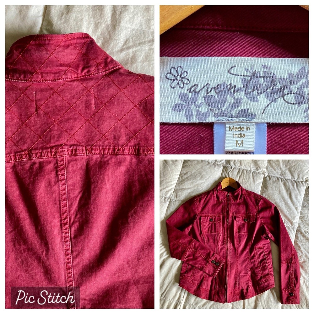 Aventura Organic Cotton Jacket Womens M Cranberry Red Full Zip Structure Stretch